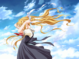 3d обои Мисудзу из аниме Air / Высь на фоне неба  девушки