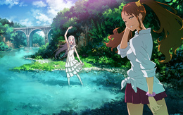 3d обои Мэнма (Мэйко Хомма) и Анару (Наруко Андзё) из аниме Невиданный цветок  вода