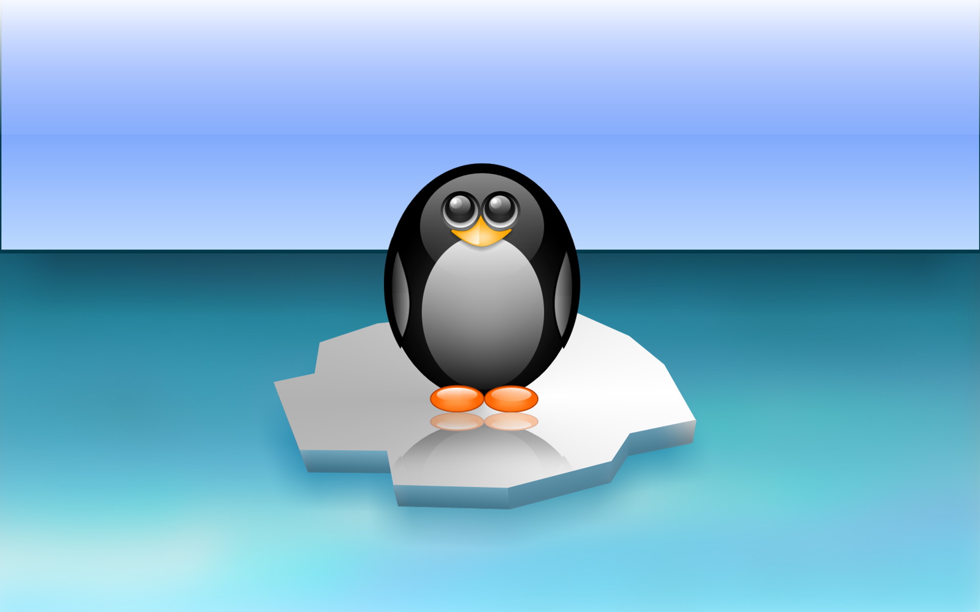 3d обои Смешной пингвинёнок на льдине  смешные # 80136