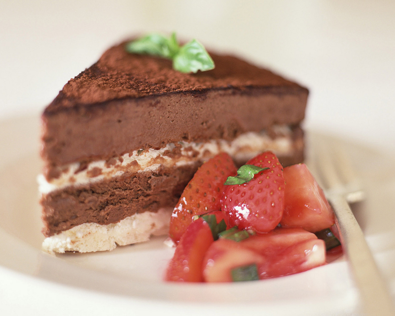 3d обои Шоколадно клубничный торт  еда # 36527