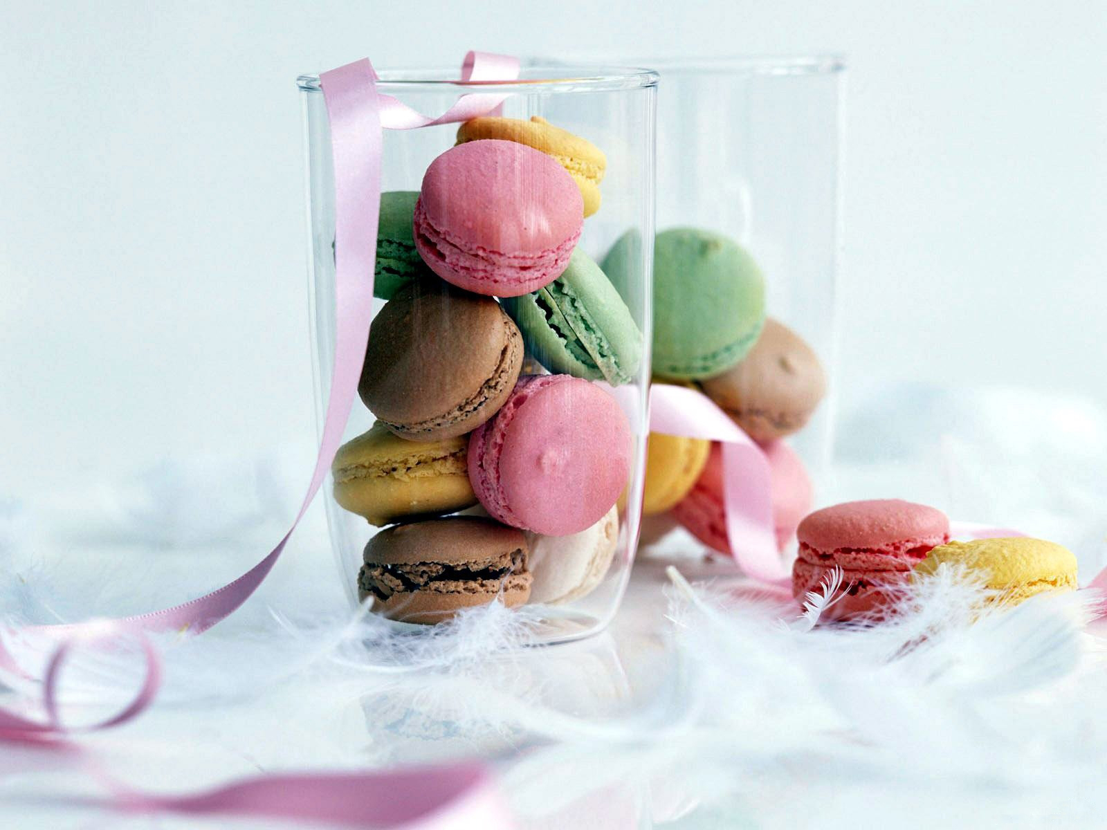 3d обои Цветные печеньки в прозрачных стаканах  еда # 36508