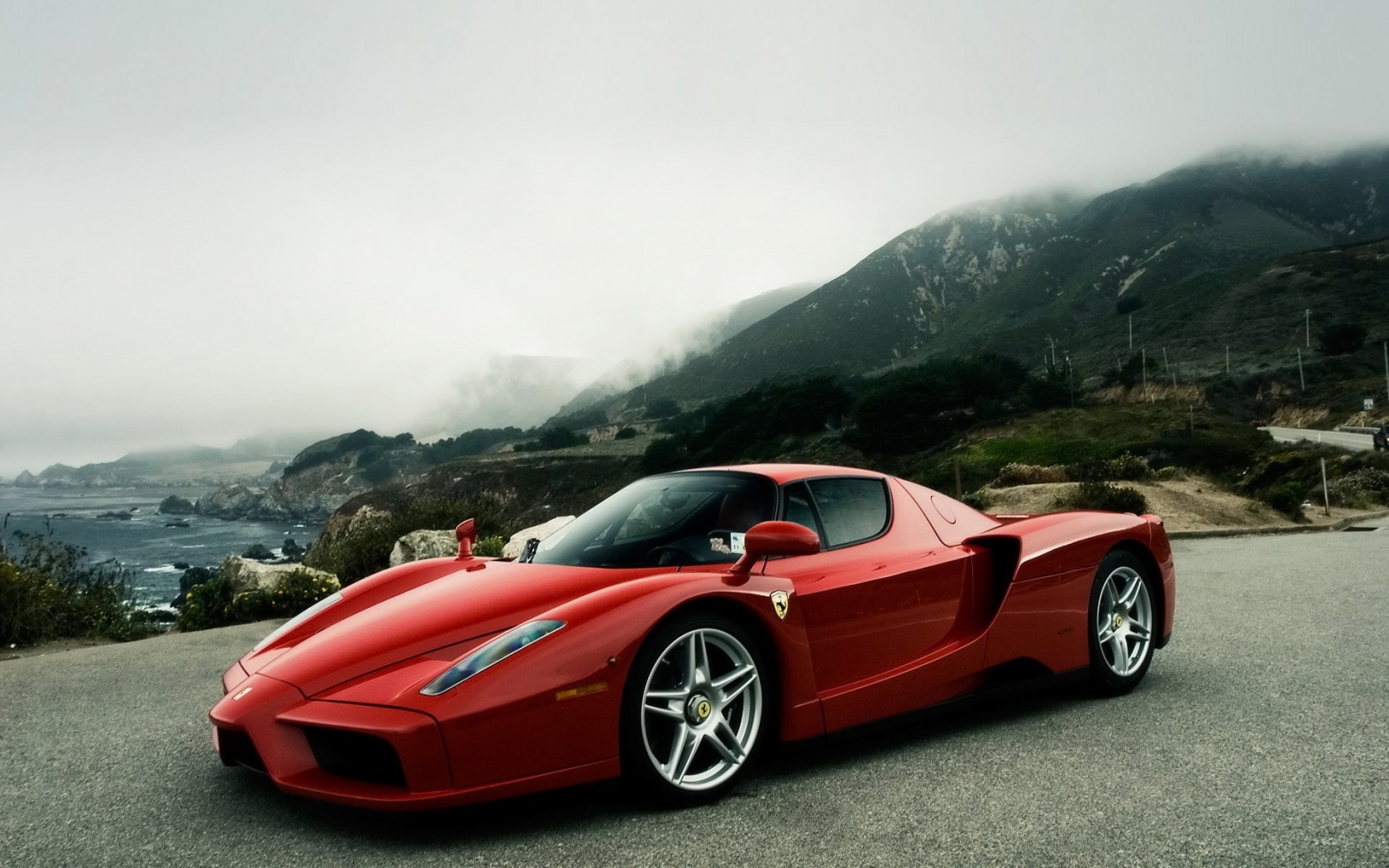 3d обои Ferrari Enzo на фоне гор  вода # 21263