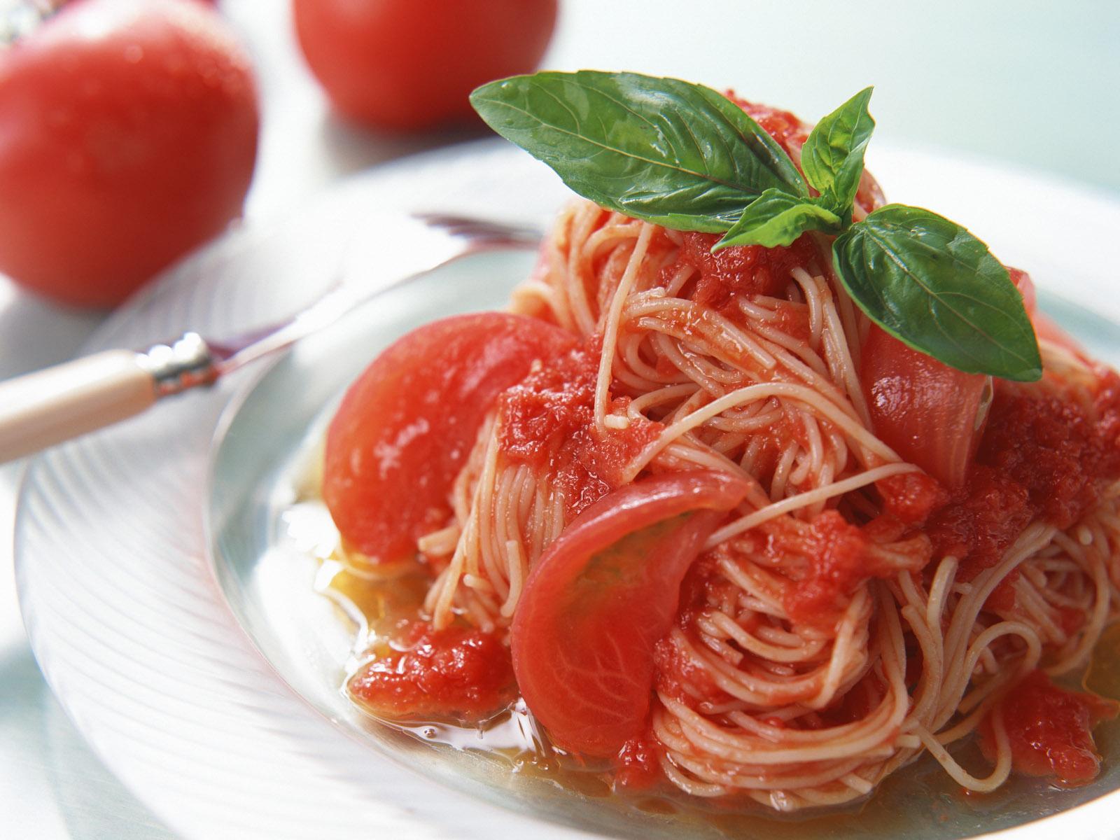 3d обои Спагетти с помидороми  еда # 36464