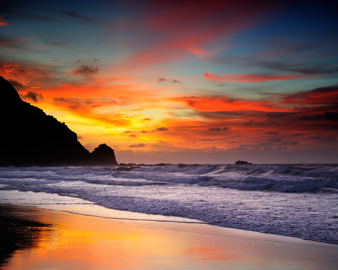 3d обои Море на закате солнца  природа # 71319