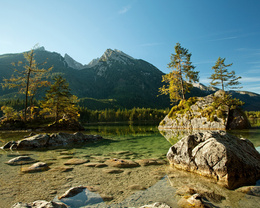 3d обои Озеро в горах рядом с лесом  вода